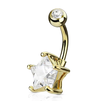 Afbeelding van Navelpiercing star gold plated 14kt.