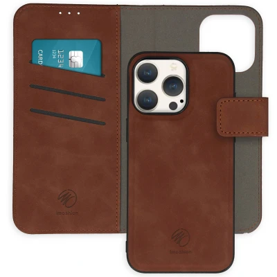 Afbeelding van Apple iPhone 15 Pro Max Hoesje Kunstleder iMoshion Bookcase/2 in 1 Case Bruin Telefoonhoesje