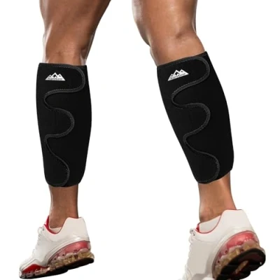 Afbeelding van supregear Calf Support Brace, 2 Pack Shin Splint Compression Men Women Adjustable Wrap Sleeve for Muscle Swelling Walking Training Comfortable Breathable Support, Zwart