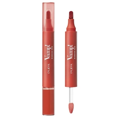 Afbeelding van Pupa Vamp! Marker Duo lippenstift + lipgloss met hyaluronzuur 3 in 1 voor definiëren, vullen en kleuren, lipcontouring verkrijgbaar 9 kleurvarianten (003 Grape Juice)