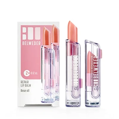 Afbeelding van Belweder Licht Parelmoer Transparante Herstellende Lippenbalsem / Lipstick Damascus Rozenolie 2 Stuks in 1 doosje verpakt