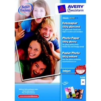 Afbeelding van Avery Zweckform Classic Photo Paper Inkjet 2496 Fotopapier DIN A4 180 g/m² 100 vellen Glanzend
