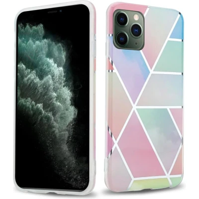 Afbeelding van Cadorabo Hoesje geschikt voor Apple iPhone 12 MINI in Regenboog Marmer No. 11 Beschermhoes gemaakt van TPU siliconen Case Cover met mozaïek motief