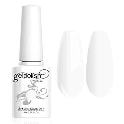 Afbeelding van Vishine 8 ml nagellak, semi permanent, UV, LED, 298 verschillende kleuren, voor nail art, manicure, wit #020