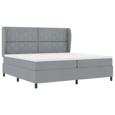 Afbeelding van vidaXL Box Spring Bed met Matras Licht Grijs, 200x200 cm Stof