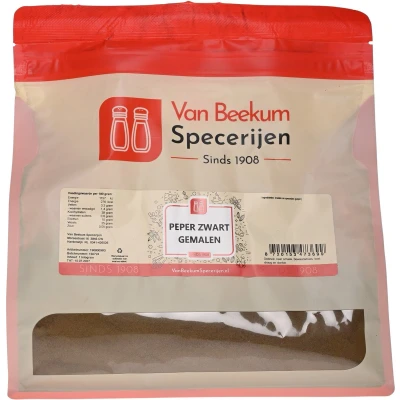 Afbeelding van Van Beekum Specerijen Peper Zwart Gemalen 1 kilo (hersluitbare stazak)