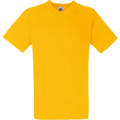 Afbeelding van Fruit Of The Loom Heren Valuegewicht V hals, T shirt met korte mouwen. (Zonnebloem)