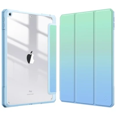 Afbeelding van FINTIE Hybride hoes compatibel met iPad 9e / 8e 7e generatie (2021/2020/2019 release) 10.2&quot; Schokbestendige transparante achterkant potloodhouder, automatisch waken/slapen, Seaside