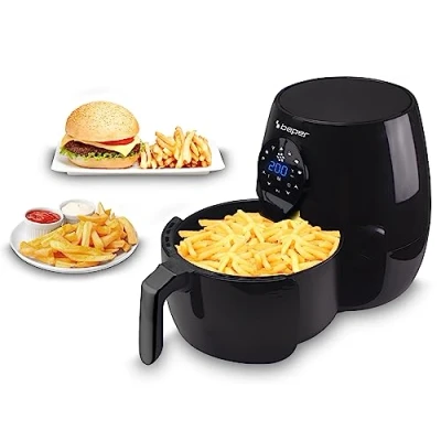 Afbeelding van BEPER P101FRI050 heteluchtfriteuse, Frituren zonder olie, 5 L, Touch Panel, 7 Vooraf ingestelde programma&#039;s, Instelbaar tot 200C, Timer 60 minuten, Automatische uitschakeling, Zwart