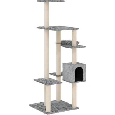 Afbeelding van vidaXL Kattenmeubel met sisal krabpalen 142 cm lichtgrijs