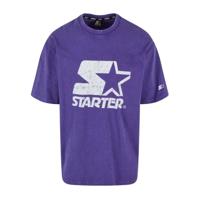 Afbeelding van Starter T shirt voor heren, met logo, oversized zuurstof, casual mannen, zuurwassing, oversized, Purple Acid Washed, M