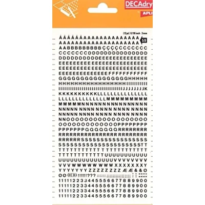 Afbeelding van APLI DD59F Zwarte transferletters en cijfers 3 mm 795 tekens