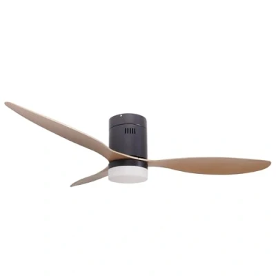 Afbeelding van Jocca Plafondventilator met dimbaar ledlicht, zwarte ventilator van natuurlijk hout, afstandsbediening, 3 vleugels 64 cm, 6 snelheden, 40 W, timer, diameter 132 zomer en winterfunctie