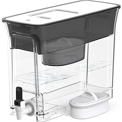 Afbeelding van Waterdrop Slanke waterfilterdispenser, grote 18 beker, 200 gallon lange levensduur, 5x keer vermindert fluoride, chloor en meer, BPA vrij, zwart (1 filter inbegrepen)