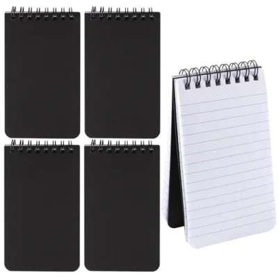 Afbeelding van GEBETTER 4 stuks kleine notitieblokken A7, spiraalblok met envelop, gelinieerde paperback voor werk, school, kantoor (A7)