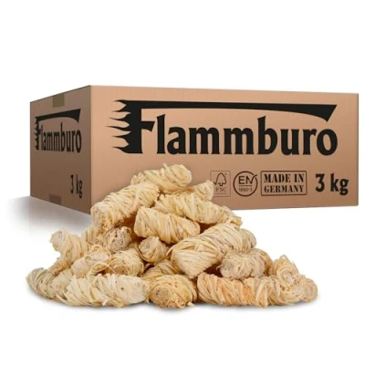 Afbeelding van FLAMMBURO eco aanmaakwol (3 kg) ca. 240 stuks, ook als (5 kg+10 kg+15 kg), ecologische barbecueaansteker, openhaardaansteker, kachelaansteker, houtwol, aanmaakblokjes