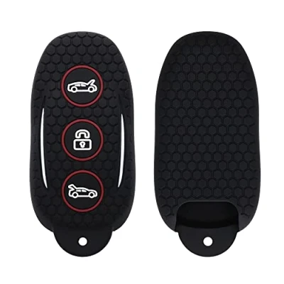 Afbeelding van kwmobile autosleutel hoesje geschikt voor Tesla Model S Smart Key hoes TPU behuizing Beschermende auto sleutel case Sleuteletui in zwart / rood