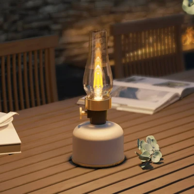Afbeelding van Calex Lavinio Oplaadbare Tafellamp Draadloos LED Olielamp Camping Lamp Binnen en Buiten Warm Wit Licht Dimbaar Zand