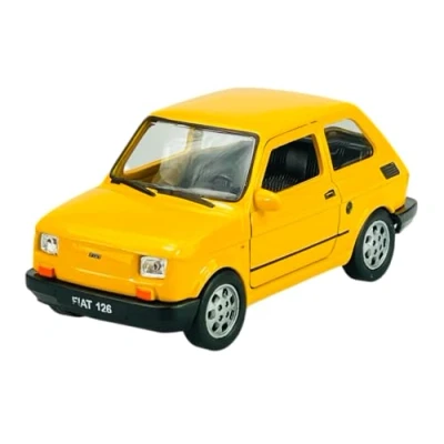 Afbeelding van FIAT 126 geel constructie gelijk polski 126p 1972 2000 ca 1/43 1/36 1/46 Welly model auto