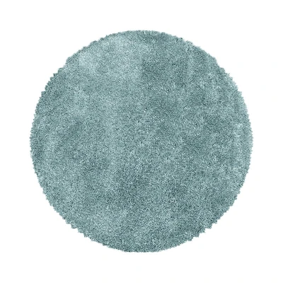 Afbeelding van Rond hoogpolig vloerkleed Fuzzy Lichtblauw Ø 120cm Adana Carpets