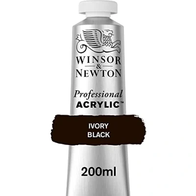 Afbeelding van Winsor &amp; Newton 2337331 Professionele acrylverf, hoge dekking, kunstenaarskwaliteit, lichtecht 200ml Tube, Ivory Black