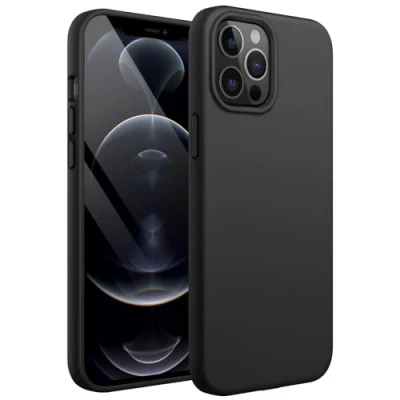 Afbeelding van JETech Siliconen Case voor iPhone 12 Pro Max 6,7 Inch, Zijdezachte Volledig Lichaam Beschermhoes, Schokbestendige Hoesje met Microvezelvoering (Zwart)