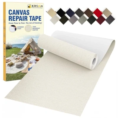Afbeelding van zelfklevende stof, 8 x 160 cm, waterdichte stoftape, canvas patches voor outdoor meubels, bootafdekkingen, banken, tenten, loungestoelen, zonwering, ivoor