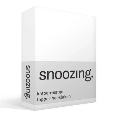 Afbeelding van Snoozing Katoen satijn Topper Hoeslaken Tweepersoons 120x220 cm Wit