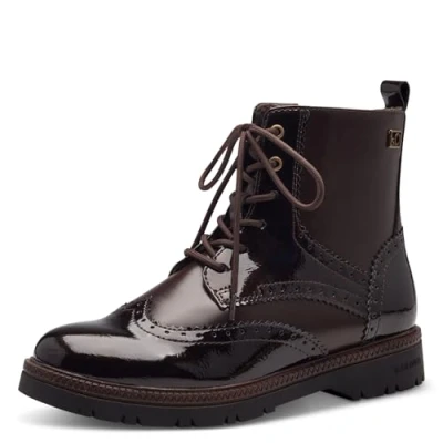Afbeelding van s.Oliver Dames Lace Boot Flat 5 25232 43 Enkellaarsjes, donkerbruin, 36 EU