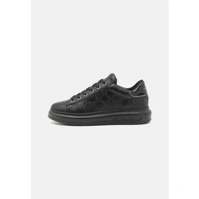 Afbeelding van KARL Lagerfeld Kapri MENS Monogram Emboss Sneakers laag black, Heren, Maat: 45, Black Leer en imitatieleer