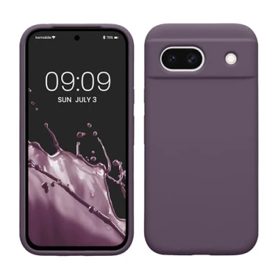 Afbeelding van kwmobile telefoonhoesje geschikt voor Google Pixel 8a Hoesje met siliconen coating Smartphone case in Bleke iris