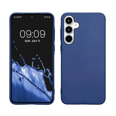 Afbeelding van kwmobile telefoonhoesje compatibel met Samsung Galaxy A35 hoesje Zachte case voor smartphone Back cover in metallic blauw