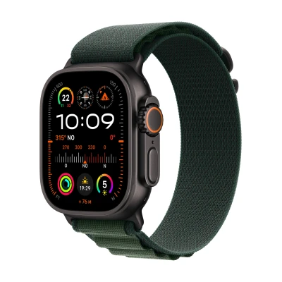 Afbeelding van Apple Watch Ultra 2 49mm Black Titanium Dark Green Alpine Loop (S) (130 160mm)