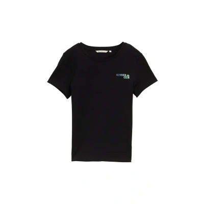 Afbeelding van TOM Tailor Denim Tshirt print, Dames, Maat: XS, Deep black