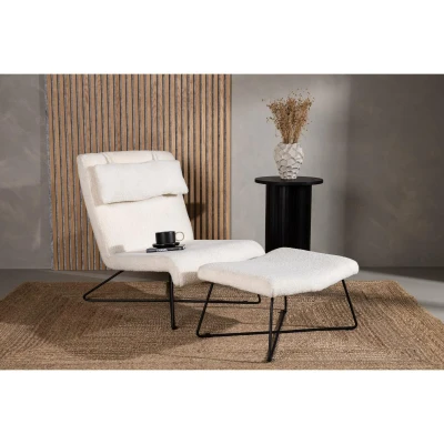 Afbeelding van Svea Limo fauteuil met voetenbank Boucle wit