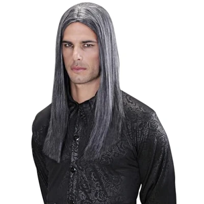 Afbeelding van Widmann Pruik Gothic Victor Grijs Halloween Verkleedkleding