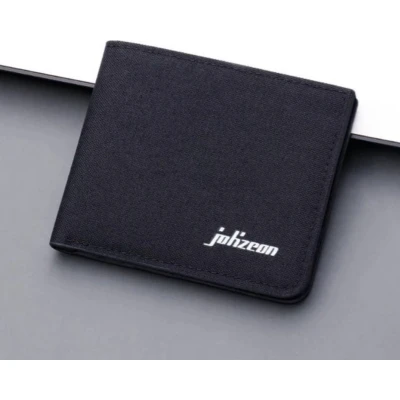 Afbeelding van Canvas Denim Portemonnee Compacte Portefeuilles kaarthouder Zwart