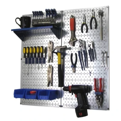 Afbeelding van Wandcontrole 30 Wgl 200gvb verzinkt staal steekbord gereedschap organizer 32T x 32W Galv/Blue