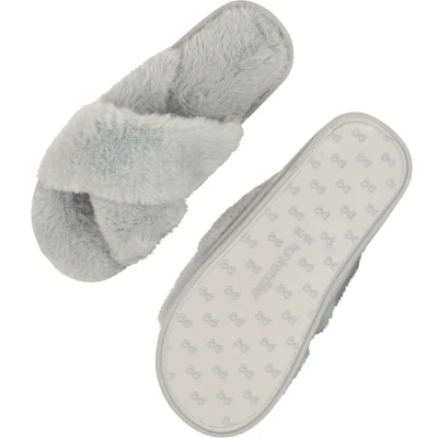 Afbeelding van Hunkemöller Pantoffels Crossed Fake Fur Grijs 38/39