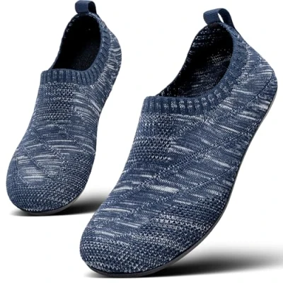 Afbeelding van Sosenfer Pantoffels voor dames en heren, comfortabele platte pantoffels, antislip, gezellige sloffen, uniseks, blauw, grijs, 36 EU