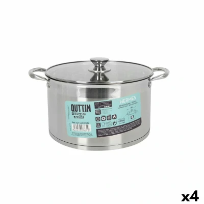 Afbeelding van Pot met Glazen Deksel Quttin Hermes Staal 10 L (4 Stuks)