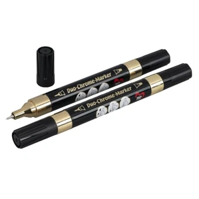 Afbeelding van Ideen mit Herz Duo Chrome Marker Met 2 Punten Twin Kleurpotloden op waterbasis Viltstiften Fasermaler Spiegeleffect Chroom stuks (goud)