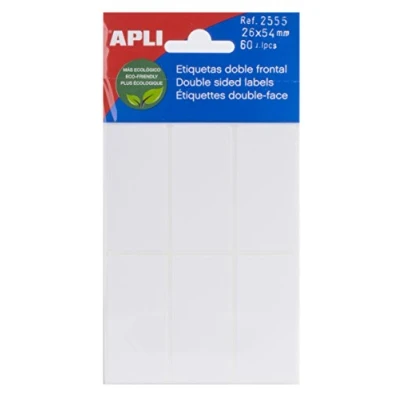 Afbeelding van APLI 2555 Witte dubbele etiketten aan de voorkant 26,0 x 54,0 mm