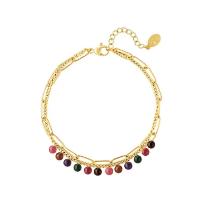 Afbeelding van Roestvrijstalen Armband met kralen Yehwang One size Goud