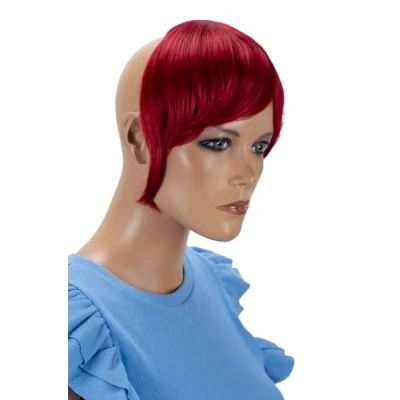 Afbeelding van CAISHA Clip In Verlenging Haarverlenging Pony Voorhoofd Franje Natuurlijk Haarstukje Intens Rood F11 2