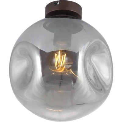 Afbeelding van Lindby plafondlamp 1licht Glas, ijzer H: 28.5 cm E27 rookgrijs, koffie