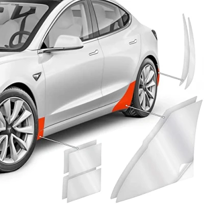 Afbeelding van Luxshield Wieldoorgangsbescherming voor Tesla Model 3 I 2017 2022, steenslagbescherming, transparante folie, zelfklevend