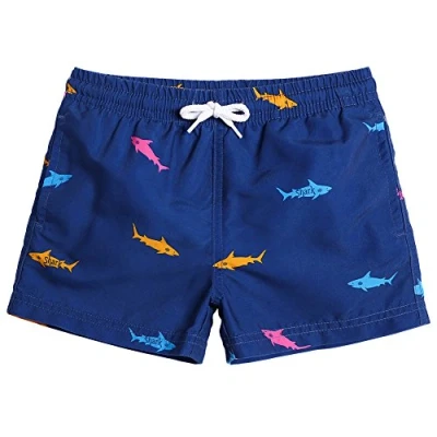 Afbeelding van MaaMgic Little boys zwembroek Sneldrogende boardshort met mesh voeringzakken en verstelbaar trekkoord, Vis van kleuren, 7 jaar