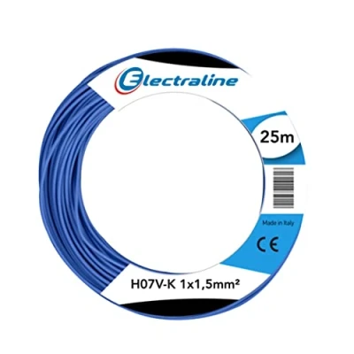 Afbeelding van Electraline 15092 , kabelrol, H07V K, 1 x 1,5 mm², lengte 25 m, Blauw