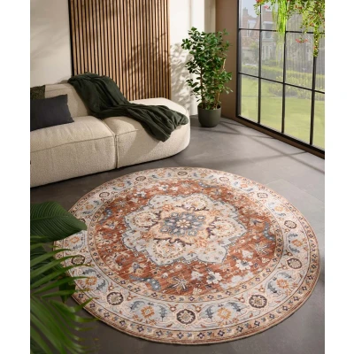 Afbeelding van Rond Vintage Buitenkleed Valenca Fino Terracotta 230 Cm